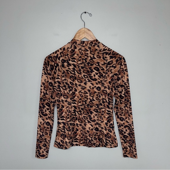 Nip Tuck Swim Rash Guard Top Women's Size 4 US Leopard‎ Print Long Sleeve Swim - Picture 6 of 10